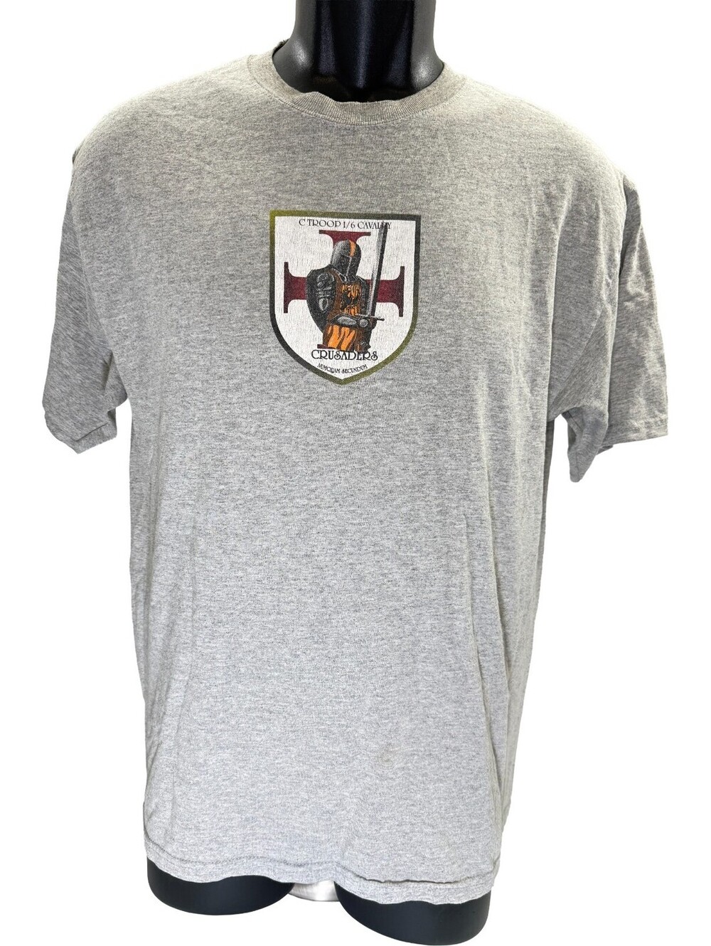 C Troop 1/6 Cavalry Crusaders Numquam Secundum T-Shirt Medium Gray Vintage
